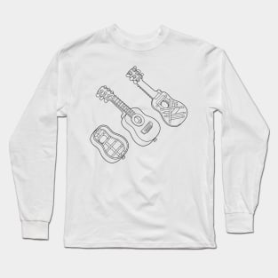 Luthier Guitar Structure Line Drawing Long Sleeve T-Shirt